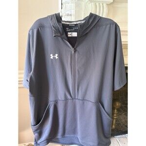 Under Armour Evo Short Sleeve Cage Jacket Dark Grey Hooded XL 1/2 Zip Pullover